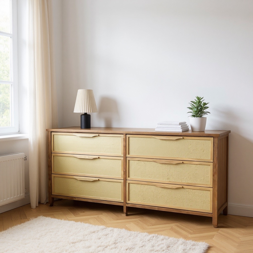 Cómoda Japandi J6 Baja Rafia tostada